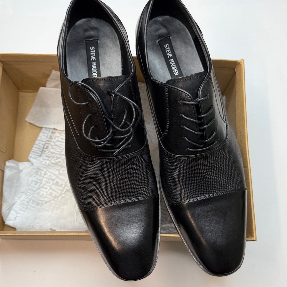 Steve Madden Men's Proctr Cap-Toe Oxford- Size 15- Black Leather - Picture 9 of 13
